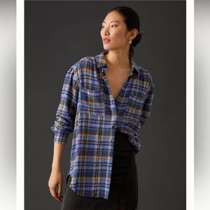 Anthropologie Pilcro Relaxed Shirt in Blue Motif Colour Size XS